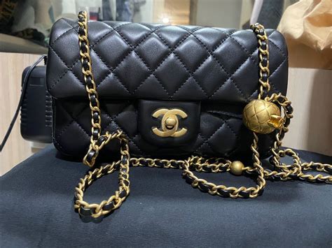 chanel bag with ball on chain|authentic chanel bag.